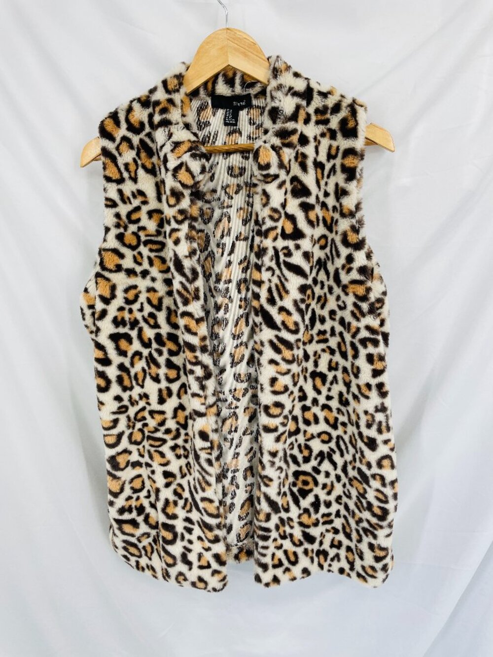 SBETRO Sleeveless Fall Leopard Print Faux Fur Vest